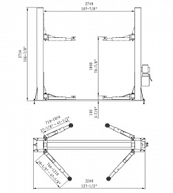 Двухстоечный подъемник г/п 4т 380В Fabrik T4-Pro